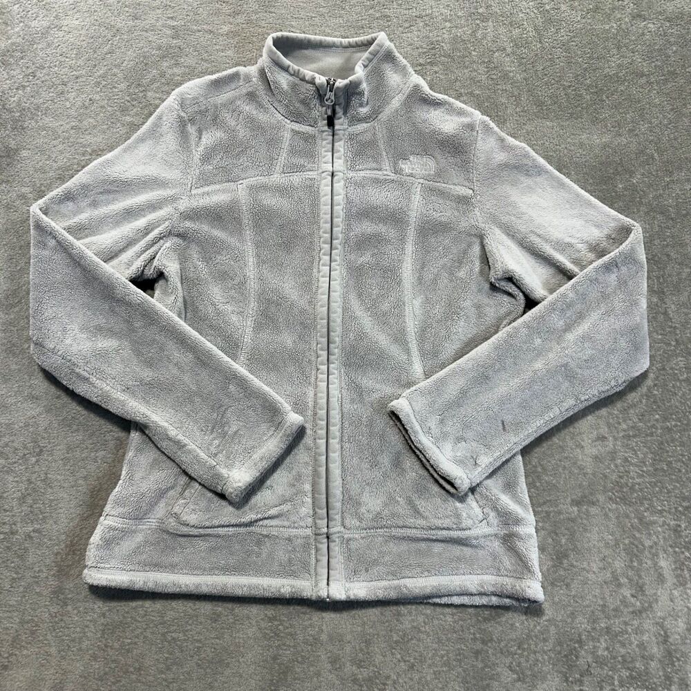 North Face Women's Light Gray‎ Fleece Zip Up Jacket Sweater Medium Gorpcore